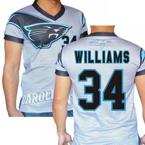 Carolina Panthers #34 DeAngelo Williams Stretch Name Number Player Personalized White Mens Adults NFL T-Shirts Tee Shirts
