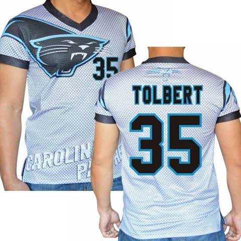 Carolina Panthers #35 Mike Tolbert Stretch Name Number Player Personalized White Mens Adults NFL T-Shirts Tee Shirts