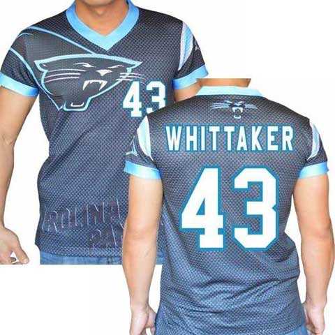 Carolina Panthers #43 Fozzy Whittaker Stretch Name Number Player Personalized Black Mens Adults NFL T-Shirts Tee Shirts