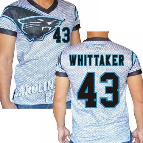 Carolina Panthers #43 Fozzy Whittaker Stretch Name Number Player Personalized White Mens Adults NFL T-Shirts Tee Shirts