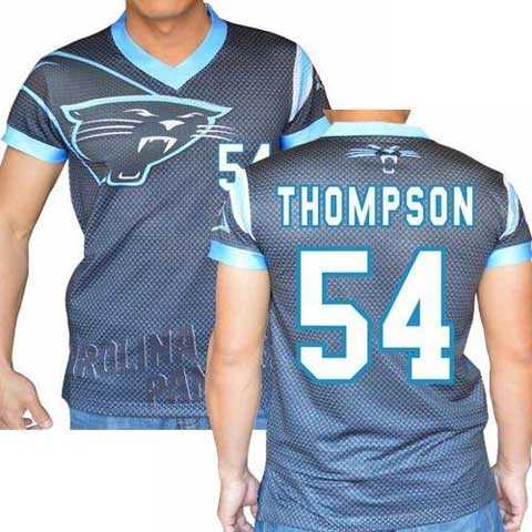 Carolina Panthers #54 Shaq Thompson Stretch Name Number Player Personalized Black Mens Adults NFL T-Shirts Tee Shirts