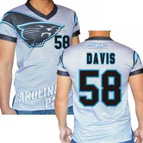 Carolina Panthers #58 Thomas Davis Sr Stretch Name Number Player Personalized White Mens Adults NFL T-Shirts Tee Shirts