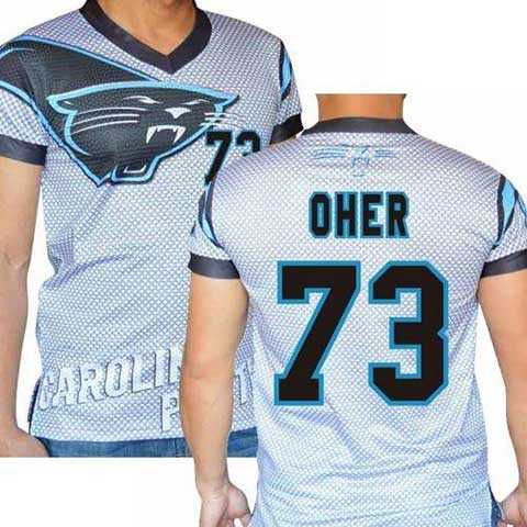 Carolina Panthers #73 Michael Oher Stretch Name Number Player Personalized White Mens Adults NFL T-Shirts Tee Shirts