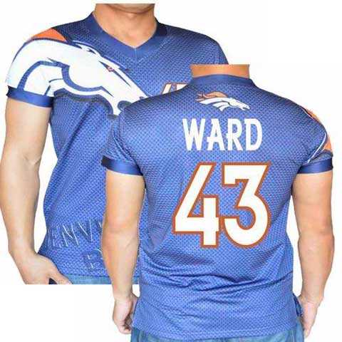 Denver Broncos Navy #43 T J Ward Stretch Shirt Name Number Player Personalized Blue Mens Adults NFL T-Shirts Tee Shirts