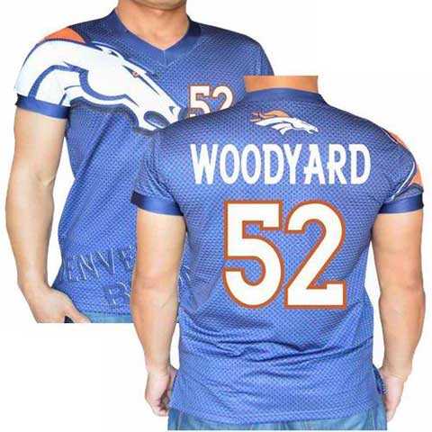 Denver Broncos Navy #52 Wesley Woodyard Stretch Shirt Name Number Player Personalized Blue Mens Adults NFL T-Shirts Tee Shirts