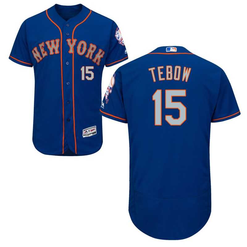 New York Mets Tim Tebow #15 Road Royal Flexbase Collection MLB Jersey