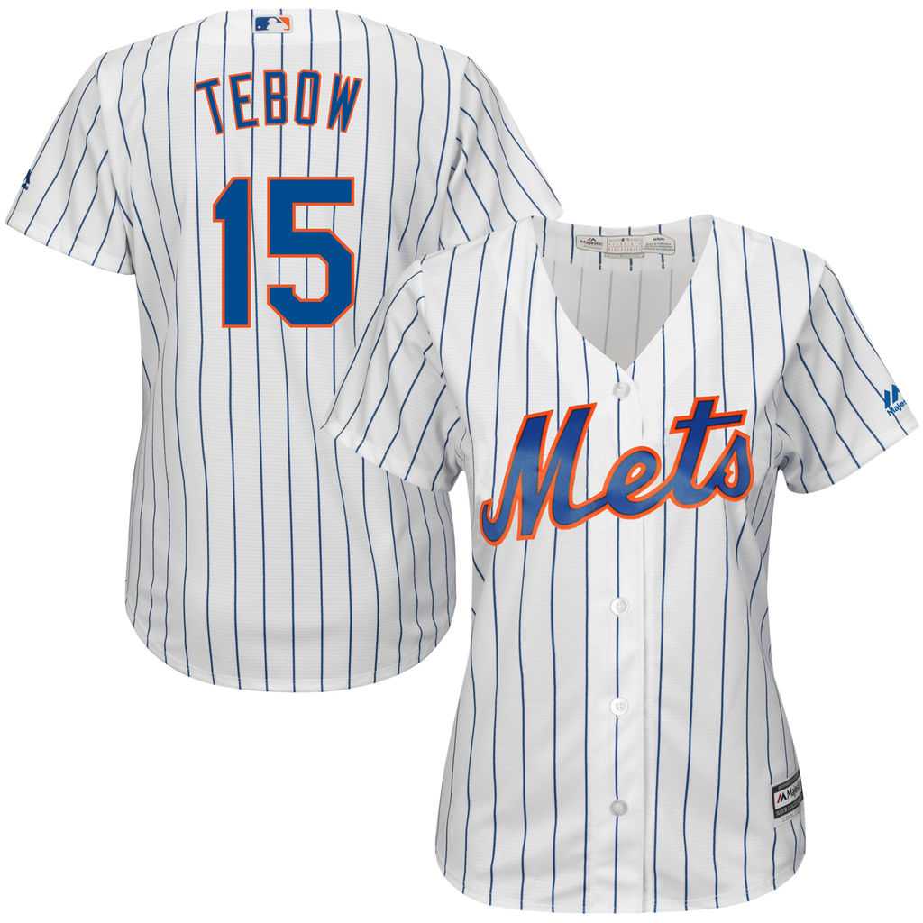 Women New York Mets Tim Tebow #15 Home White Cool Base Jersey