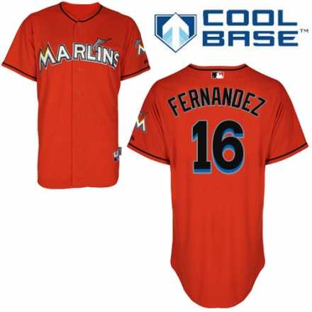 Men's Miami Marlins #16 Jose Fernandez Orange Alternate 1 Cool Base MLB Jersey