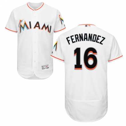 Men's Miami Marlins #16 Jose Fernandez White Flexbase Authentic Collection MLB Jersey