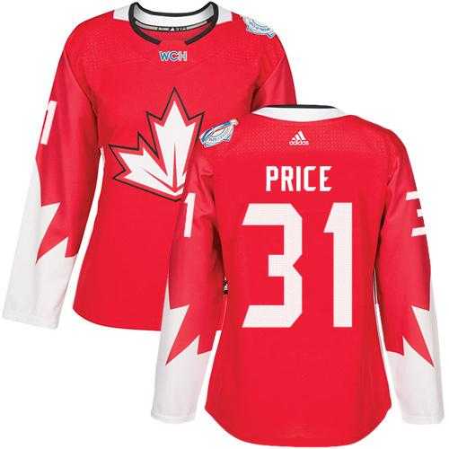 Women's Team Canada #31 Carey Price Red 2016 World Cup Stitched NHL Jersey