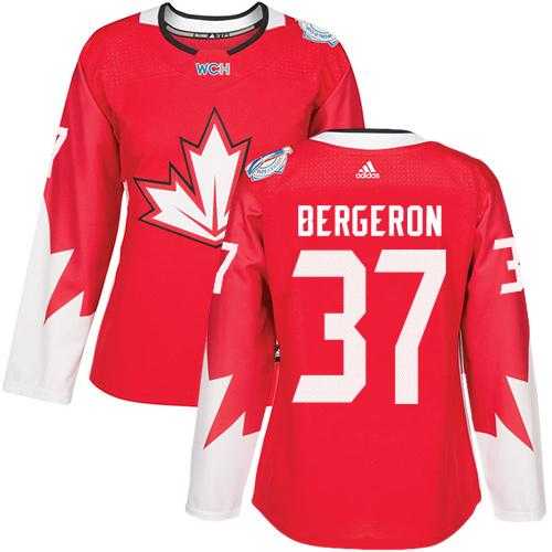Women's Team Canada #37 Patrice Bergeron Red 2016 World Cup Stitched NHL Jersey