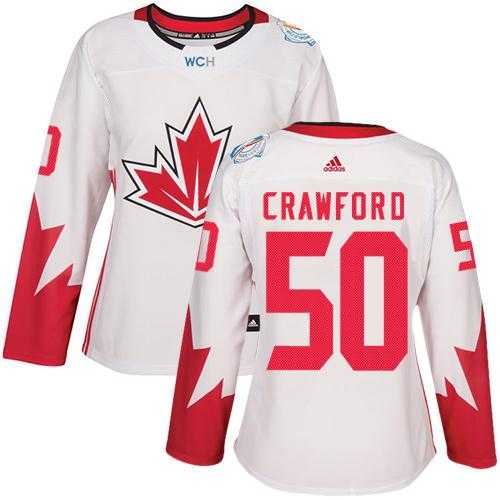 Women's Team Canada #50 Corey Crawford White 2016 World Cup Stitched NHL Jersey