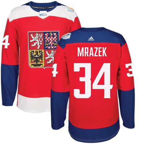 Team Czech Republic #34 Petr Mrazek Red 2016 World Cup Stitched NHL Jersey