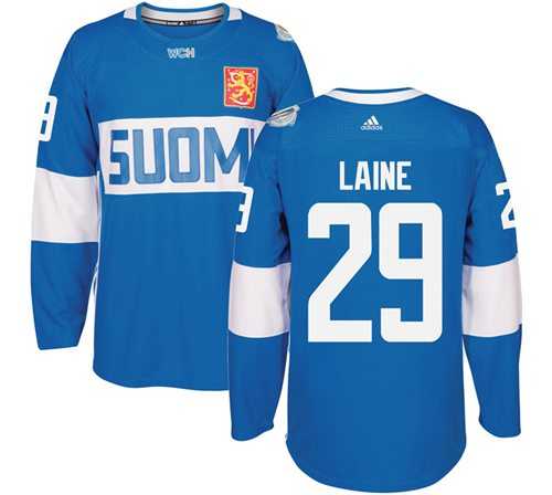 Team Finland #29 Patrik Laine Blue 2016 World Cup Stitched NHL Jersey