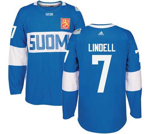 Team Finland #7 Esa Lindell Blue 2016 World Cup Stitched NHL Jersey