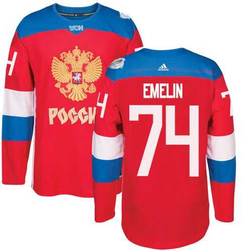 Team Russia #74 Alexei Emelin Red 2016 World Cup Stitched NHL Jersey
