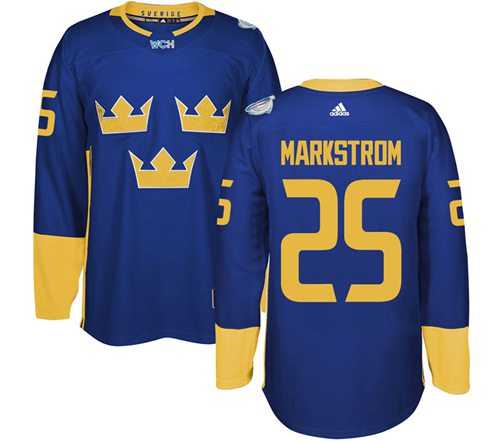 Team Sweden #25 Jacob Markstrom Blue 2016 World Cup Stitched NHL Jersey