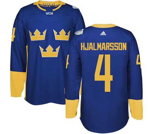 Team Sweden #4 Niklas Hjalmarsson Blue 2016 World Cup Stitched NHL Jersey