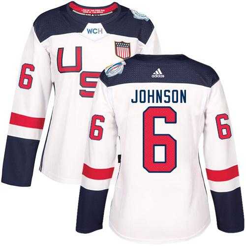 Women's Team USA #6 Erik Johnson White 2016 World Cup Stitched NHL Jersey