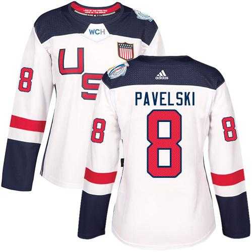 Women's Team USA #8 Joe Pavelski White 2016 World Cup Stitched NHL Jersey
