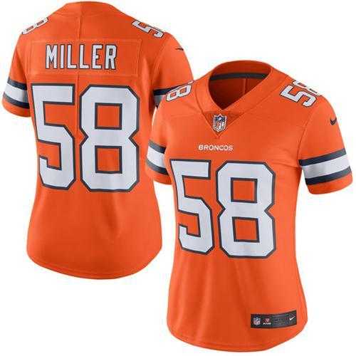 Women's Nike Denver Broncos #58 Von Miller Orange Stitched NFL Limited Rush Jersey