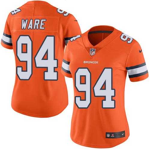 Women's Nike Denver Broncos #94 DeMarcus Ware Orange Stitched NFL Limited Rush Jersey