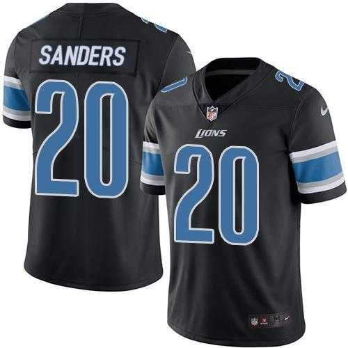 Nike Detroit Lions #20 Barry Sanders Black Men's Stitched NFL Limited Rush Jersey