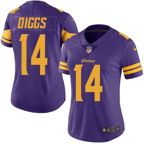 Women's Nike Minnesota Vikings #14 Stefon Diggs Purple Stitched NFL Limited Rush Jersey
