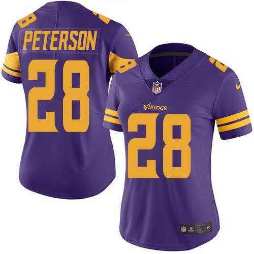 Women's Nike Minnesota Vikings #28 Adrian Peterson Purple Stitched NFL Limited Rush Jersey
