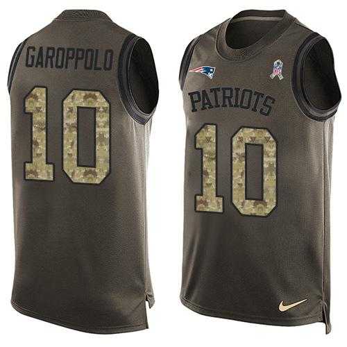 Nike New England Patriots #10 Jimmy Garoppolo Green Men's Stitched NFL Limited Salute To Service Tank Top Jersey