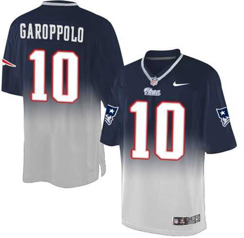 Nike New England Patriots #10 Jimmy Garoppolo Navy Blue Grey Men's Stitched NFL Elite Fadeaway Fashion Jersey