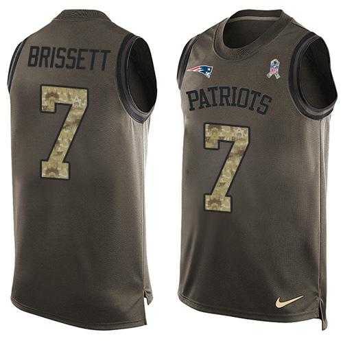 Nike New England Patriots #7 Jacoby Brissett Green Men's Stitched NFL Limited Salute To Service Tank Top Jersey