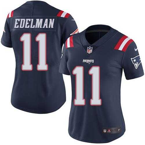 Women's Nike New England Patriots #11 Julian Edelman Navy Blue Stitched NFL Limited Rush Jersey