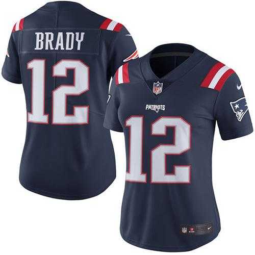 Women's Nike New England Patriots #12 Tom Brady Navy Blue Stitched NFL Limited Rush Jersey