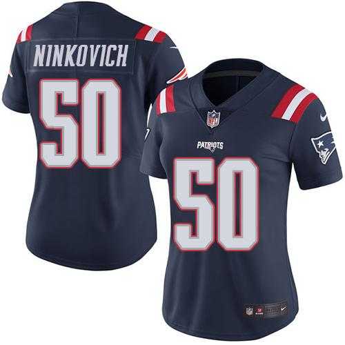 Women's Nike New England Patriots #50 Rob Ninkovich Navy Blue Stitched NFL Limited Rush Jersey
