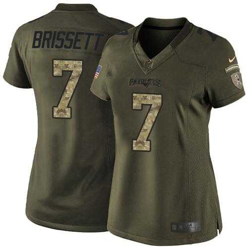 Women's Nike New England Patriots #7 Jacoby Brissett Green Stitched NFL Limited Salute to Service Jersey