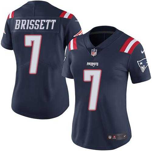 Women's Nike New England Patriots #7 Jacoby Brissett Navy Blue Stitched NFL Limited Rush Jersey