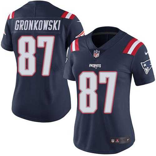 Women's Nike New England Patriots #87 Rob Gronkowski Navy Blue Stitched NFL Limited Rush Jersey