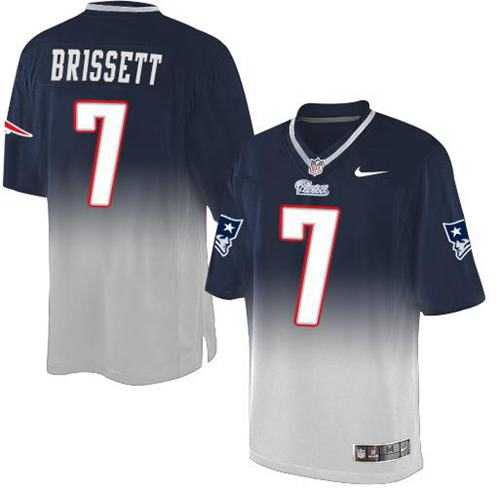 Nike New England Patriots #7 Jacoby Brissett Navy Blue Grey Men's Stitched NFL Elite Fadeaway Fashion Jersey