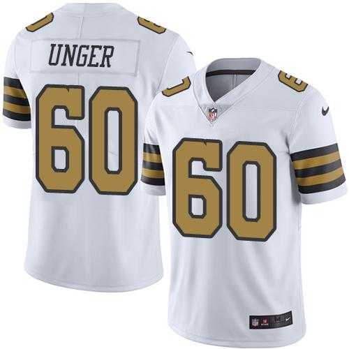 Nike New Orleans Saints #60 Max Unger White Men's Stitched NFL Limited Rush Jersey