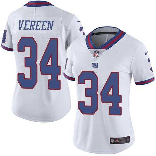 Women's Nike New York Giants #34 Shane Vereen White Stitched NFL Limited Rush Jersey