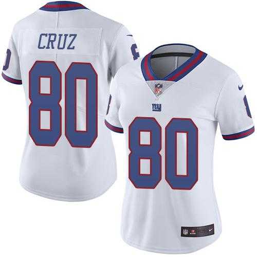 Women's Nike New York Giants #80 Victor Cruz White Stitched NFL Limited Rush Jersey