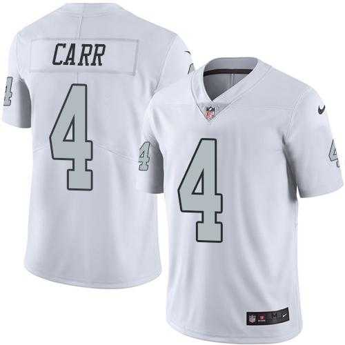 Youth Nike Oakland Raiders #4 Derek Carr White Stitched NFL Limited Rush Jersey