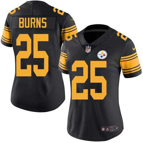 Women's Nike Pittsburgh Steelers #25 Artie Burns Black Stitched NFL Limited Rush Jersey