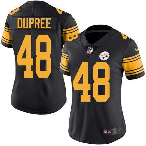Women's Nike Pittsburgh Steelers #48 Bud Dupree Black Stitched NFL Limited Rush Jersey