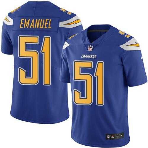 Nike San Diego Chargers #51 Kyle Emanuel Electric Blue Men's Stitched NFL Limited Rush Jersey