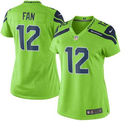 Women's ike Seattle Seahawks #12 Fan Green Stitched NFL Limited Rush Jersey