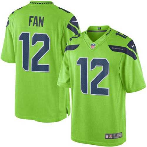 Youth Nike Seattle Seahawks #12 Fan Green Stitched NFL Limited Rush Jersey