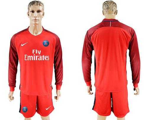 Paris Saint-Germain Blank Red Long Sleeves Soccer Club Jersey