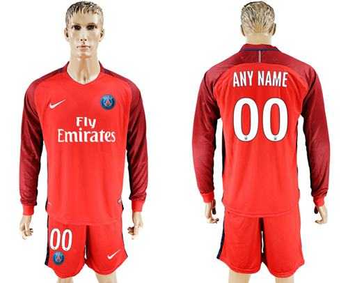 Paris Saint-Germain Personalized Red Long Sleeves Soccer Club Jersey